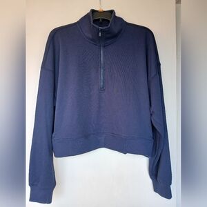 Fabletics Women’s Year Round Terry Half Zip Navy Sweatshirt Size XL 12-14